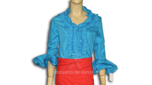 Camisa Flamenca color Azul Turquesa