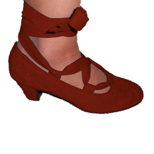 Zapato de piel ante M15 con cintas Granate