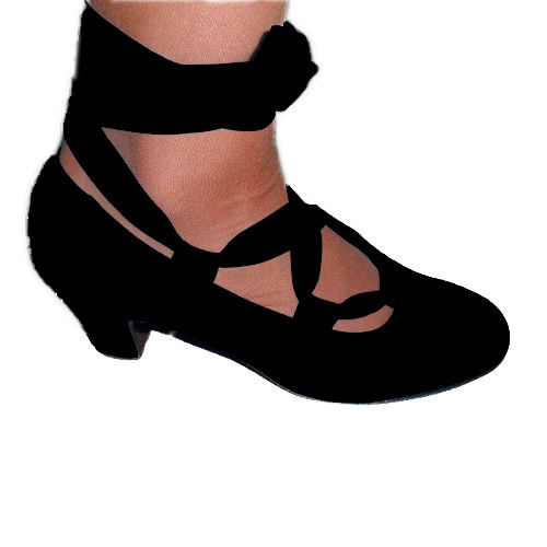 Zapato de piel ante M15 con cintas Negro