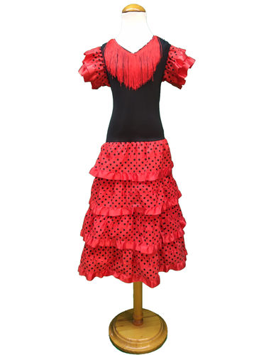 Vestido Sevillana Económico Negro/Rojo