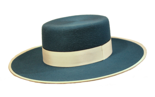 Sombrero ala ancha Lana Extra Azul Azafata